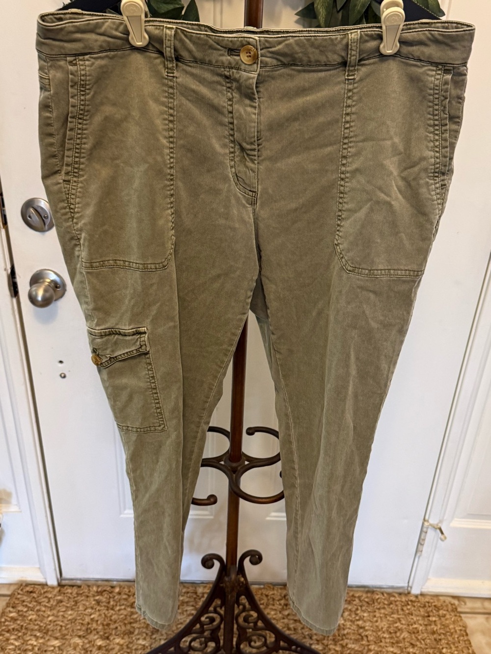 J Jill Olive Green Cargo Crop Ankle Pants 14P
